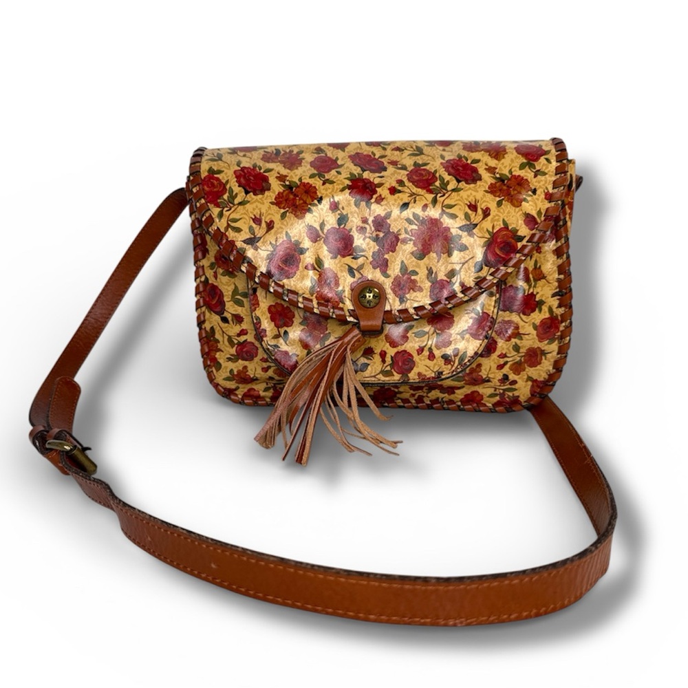 Patricia Nash north south crossbody bag floral leather purse